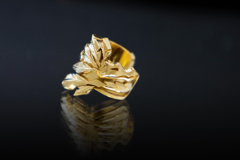 Quetzalcoatl dragon ear cuff in gold plated sterling silver