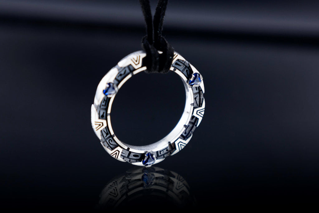 Sci-Fi Portal Pendant, Sterling Silver star Gateway Necklace with Gemstones