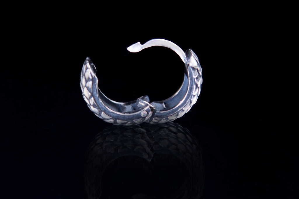 Dragon scale sterling silver hoop
