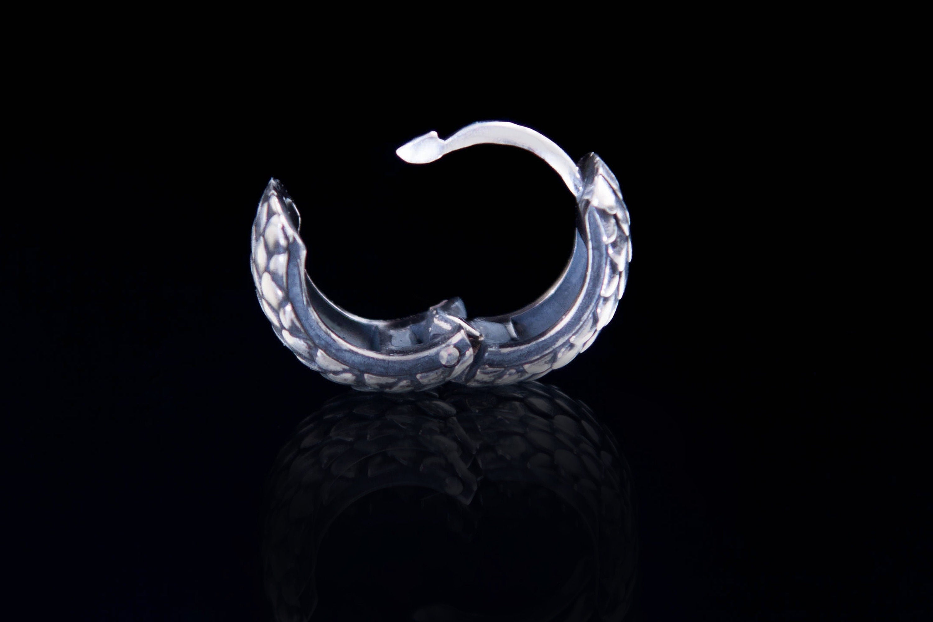 Dragon scale sterling silver hoop