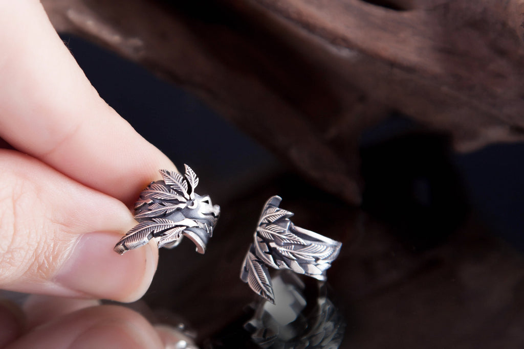 Feathered serpent cartilage ear cuff in sterling silver