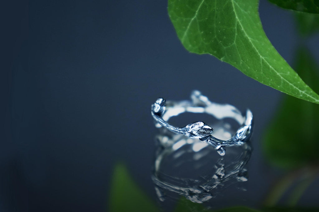 Sterling silver twig ring inspired by real branches