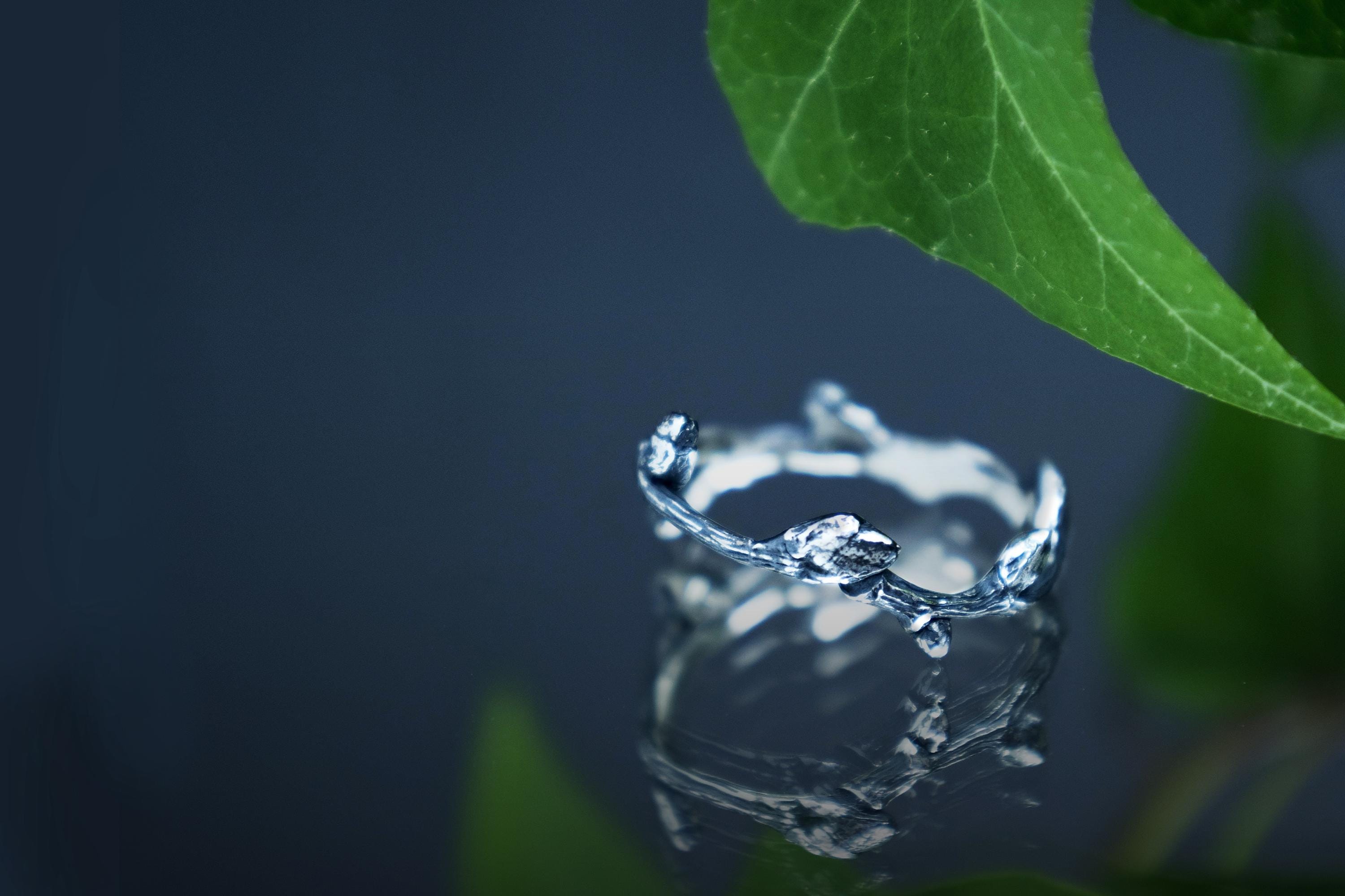 Sterling silver twig ring inspired by real branches