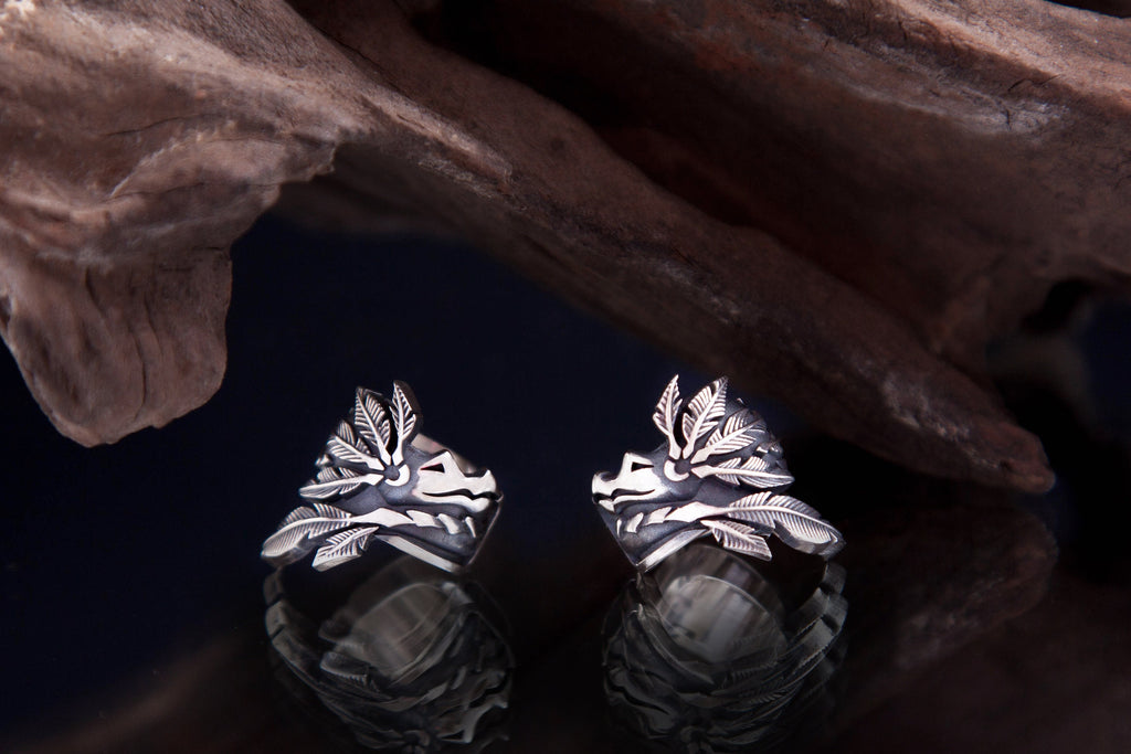 Silver serpent ear cuff without piercing artisan design Aztec inspired