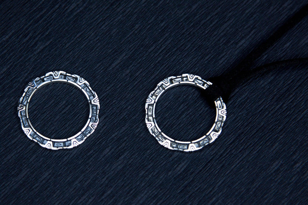 StarGate portal charm with chevrons, silver handmade artifact