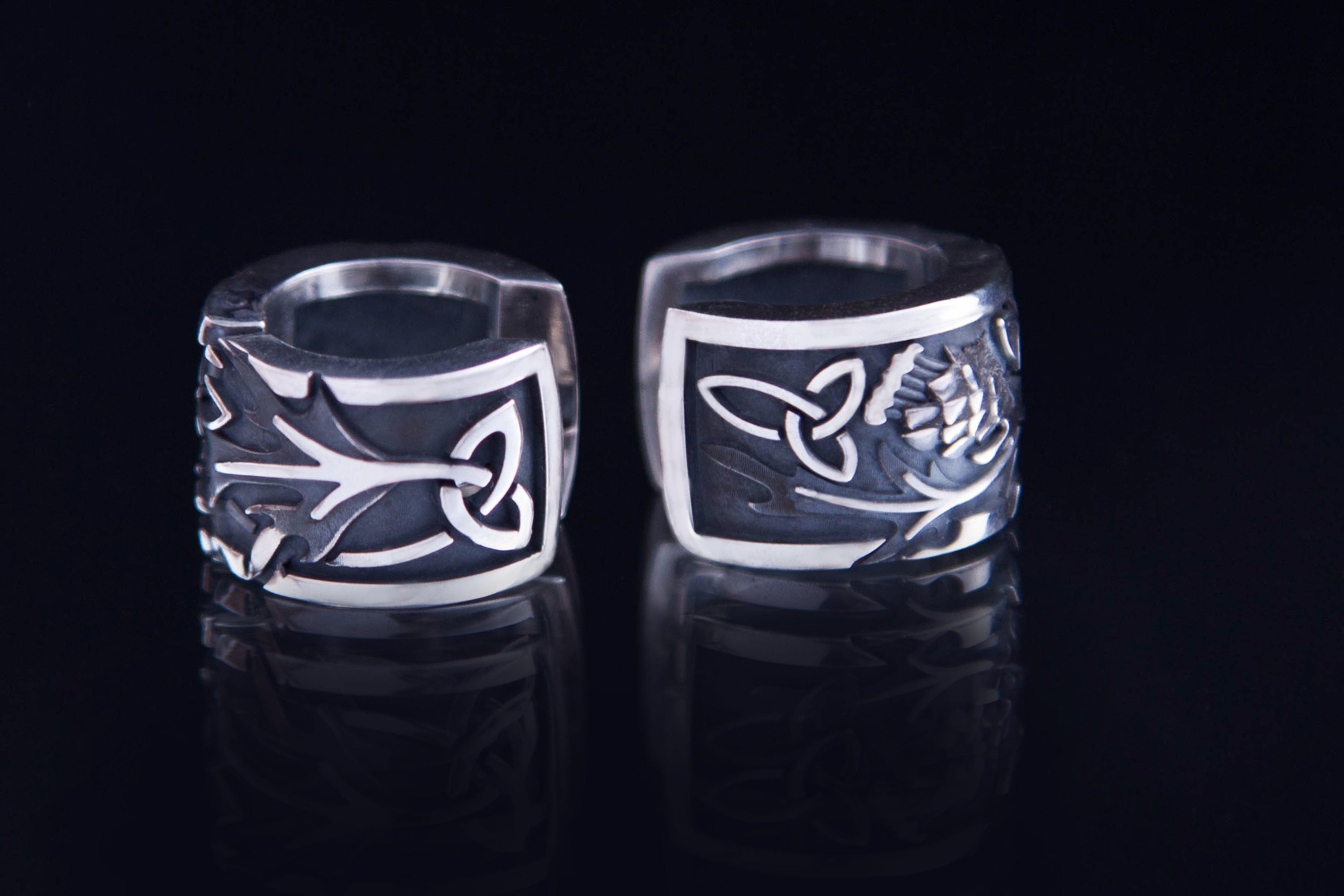 Oxidized Celtic hoop earring for men and women