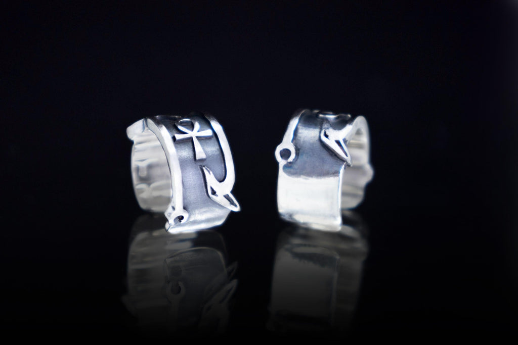 Egyptian amulet silver ear cuff no piercing