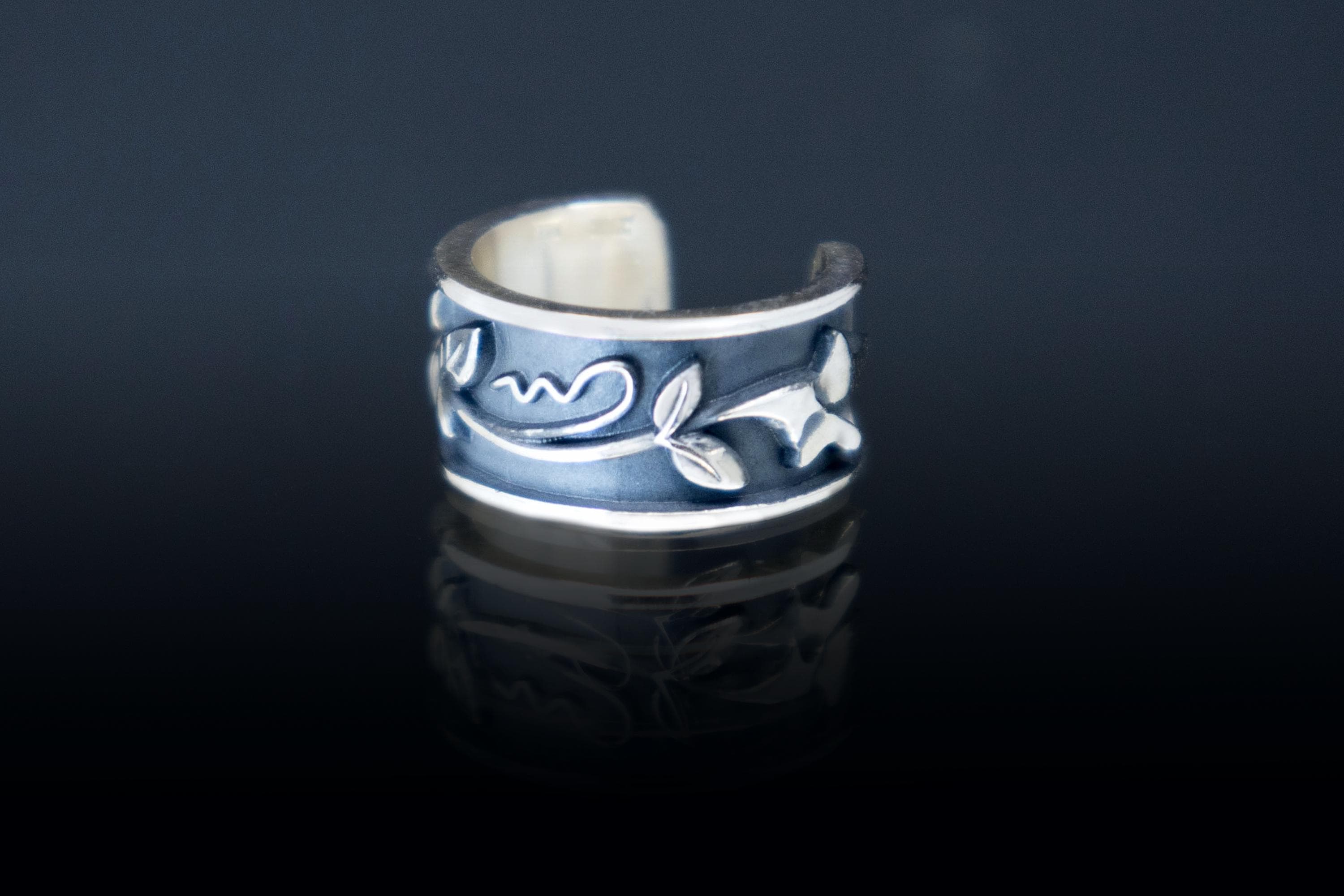 Silver ear cuff Sweet Pea  handmade botanical jewelry by DreamTower