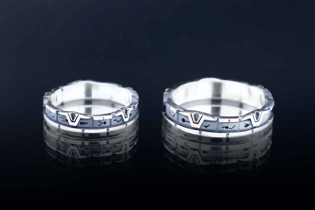 StarGate portal inspired silver ring