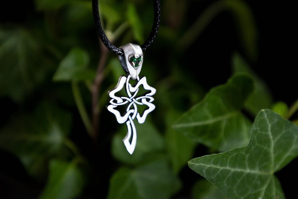 Green CZ Celtic pendant  sterling silver jewelry