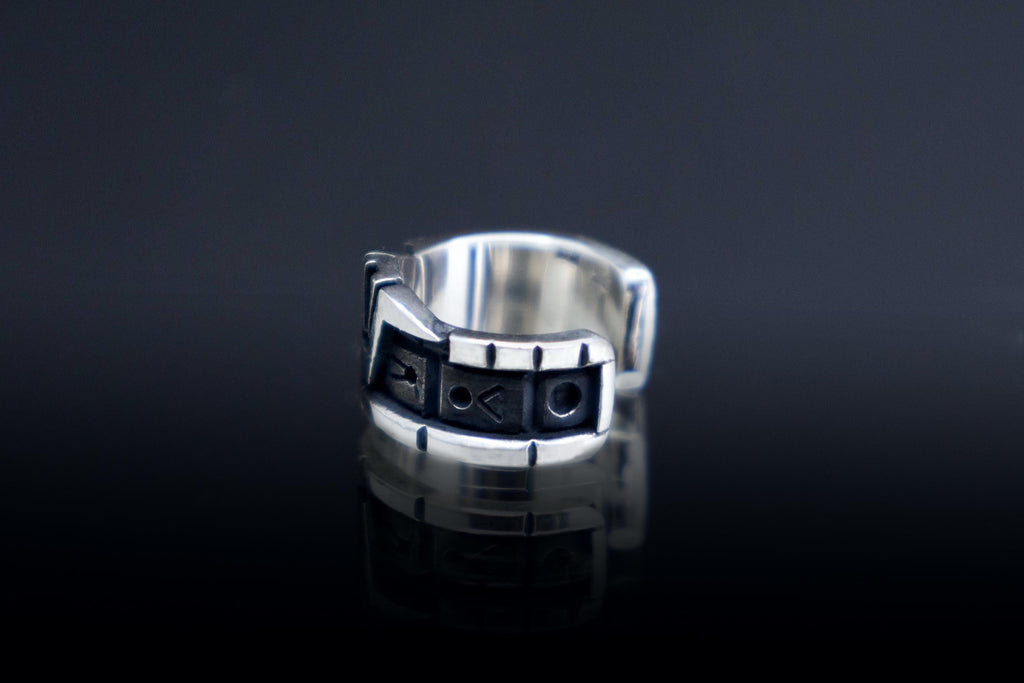 Miniature glyph silver cuff Earth symbol from Star Gate