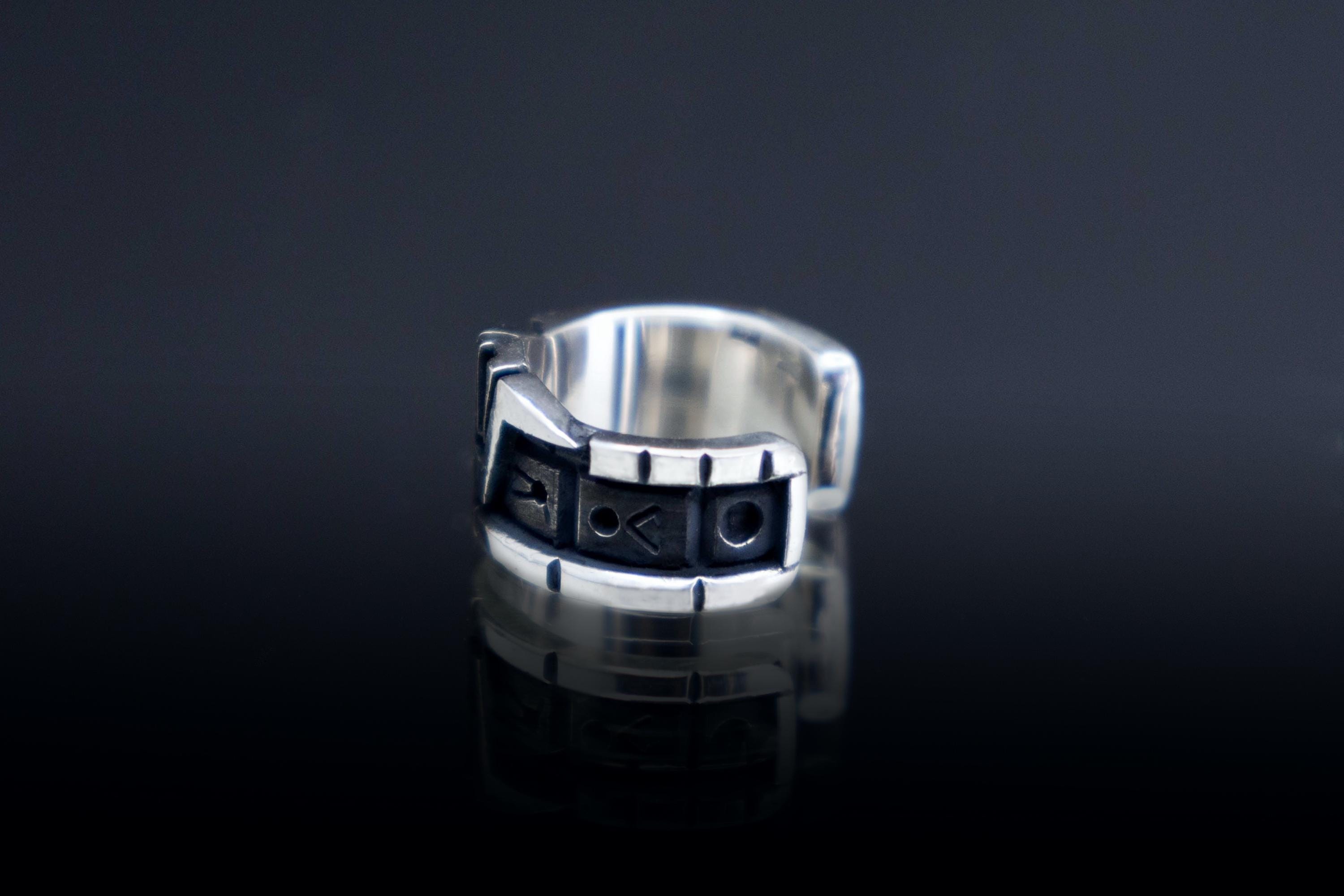 Miniature glyph silver cuff Earth symbol from Star Gate