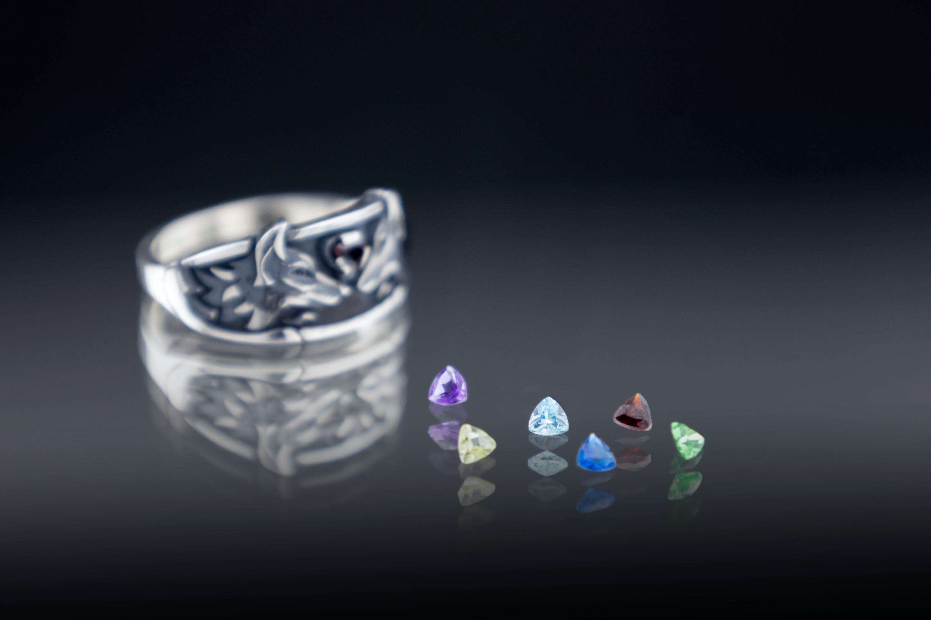 Fox spirits silver ring gemstone variations