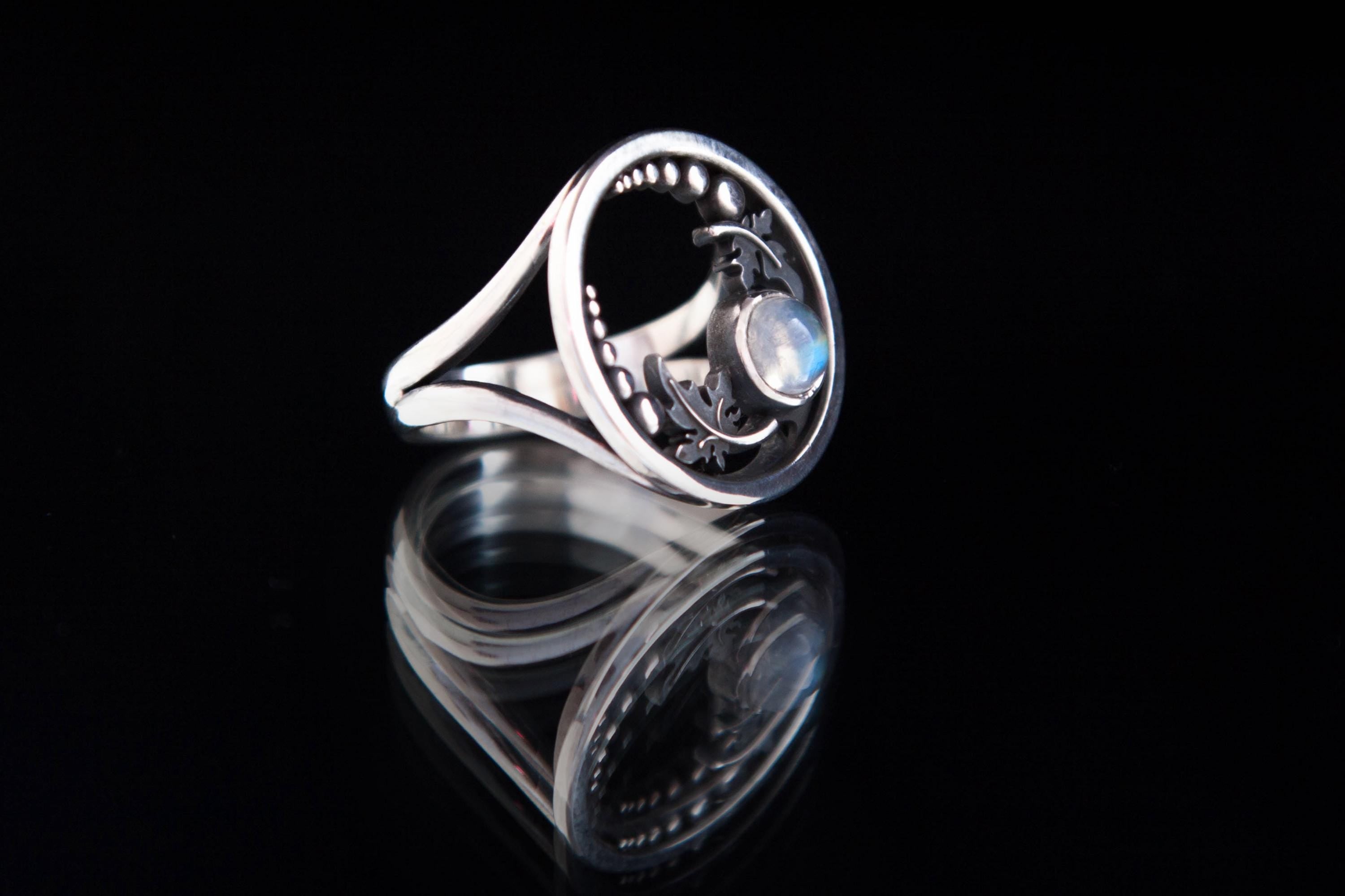 Lightweight moonstone ring  handmade silver jewelry