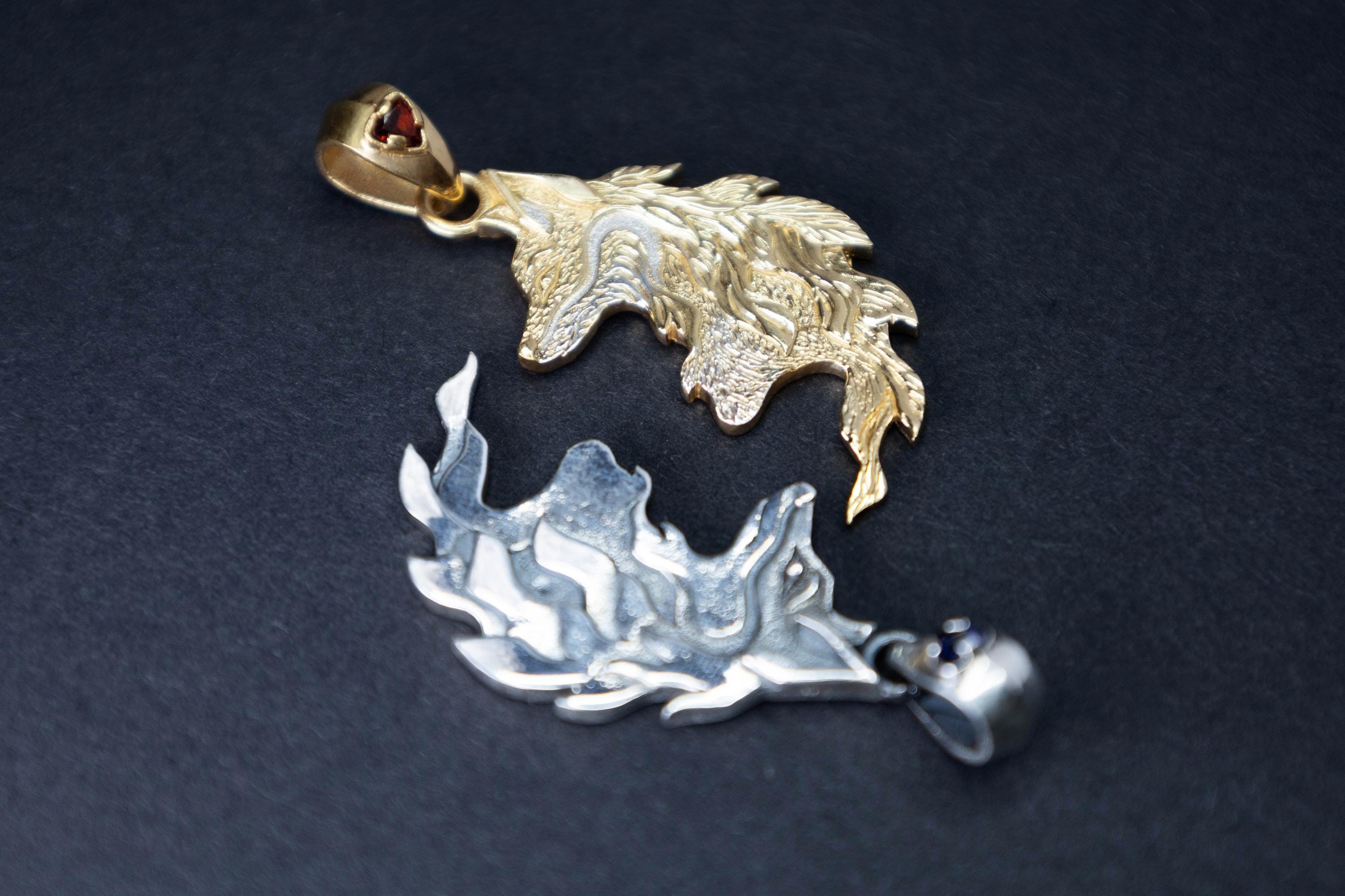Matching fox pendants for couples or best friends