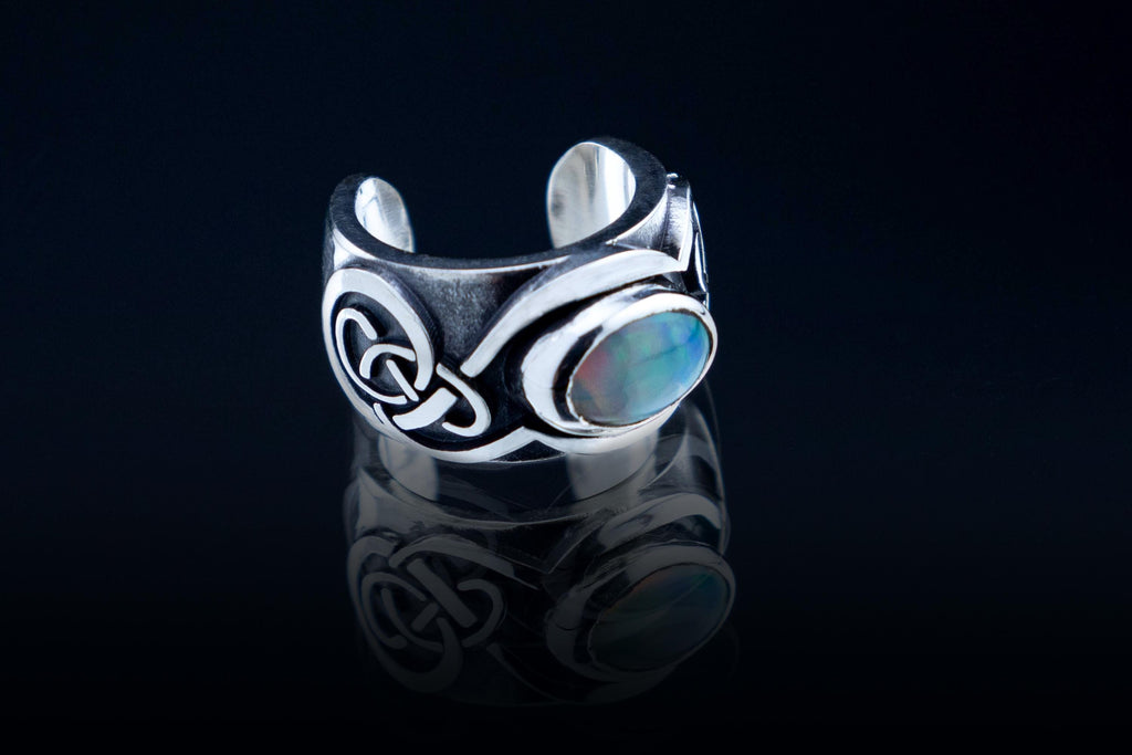 Celtic knot ear cuff in oxidized silver