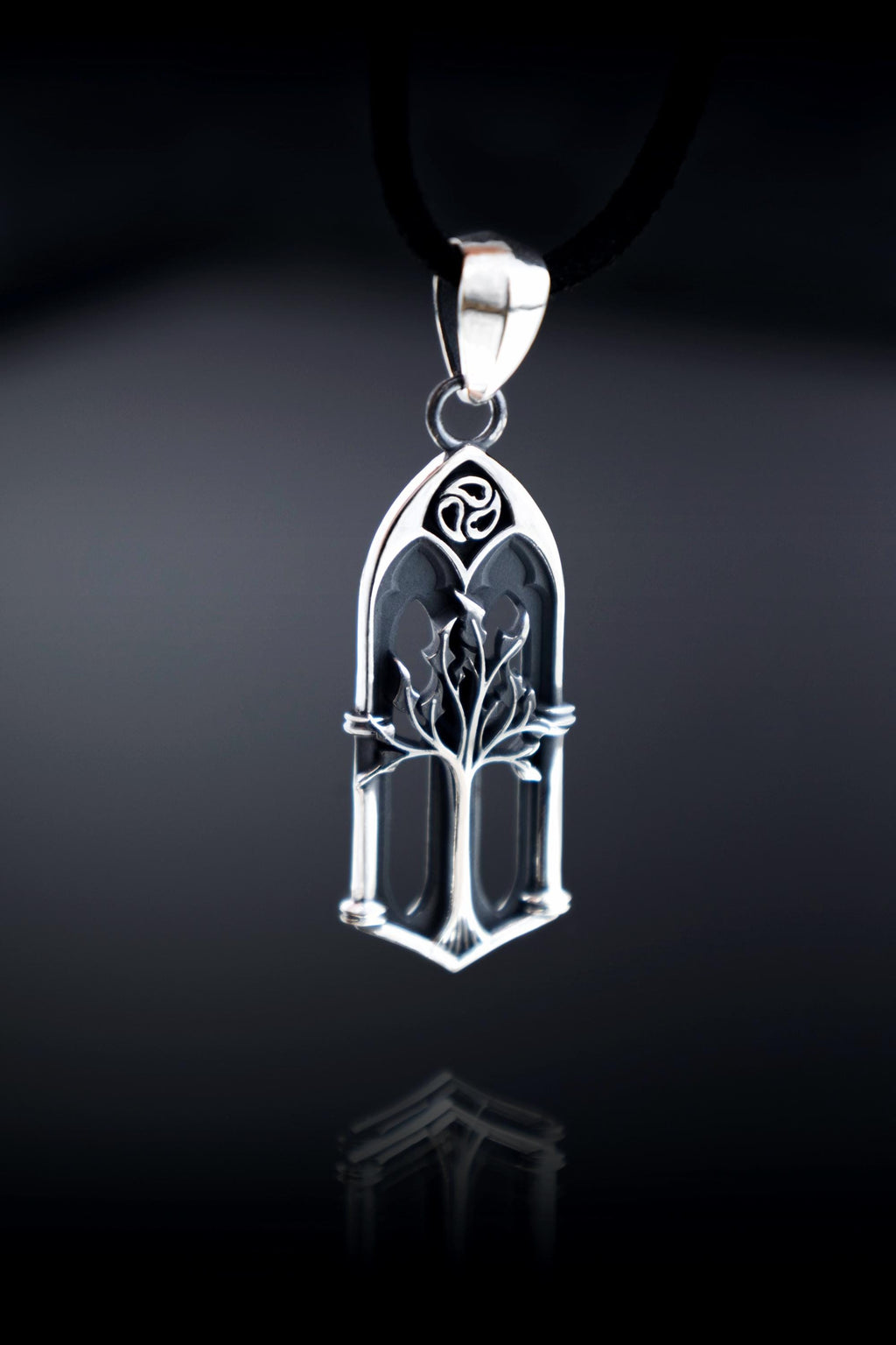 fantasy inspired sterling silver pendant