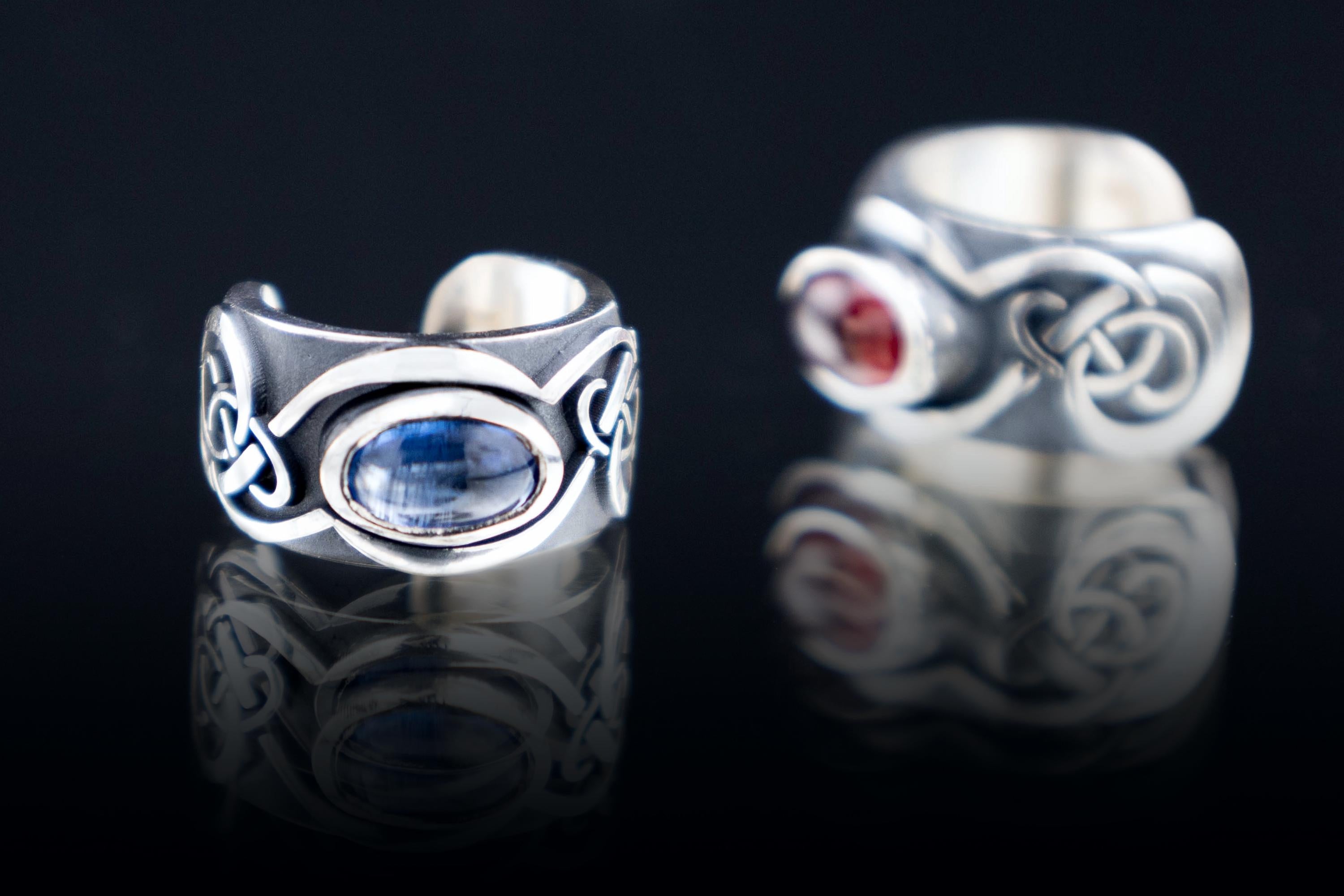 Elven ear cuff, sterling silver blue kyanite, no piercing earring