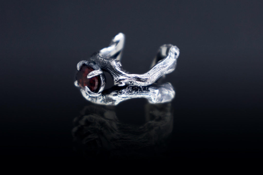 Woodland inspired silver ear cuff, artisan jewelry