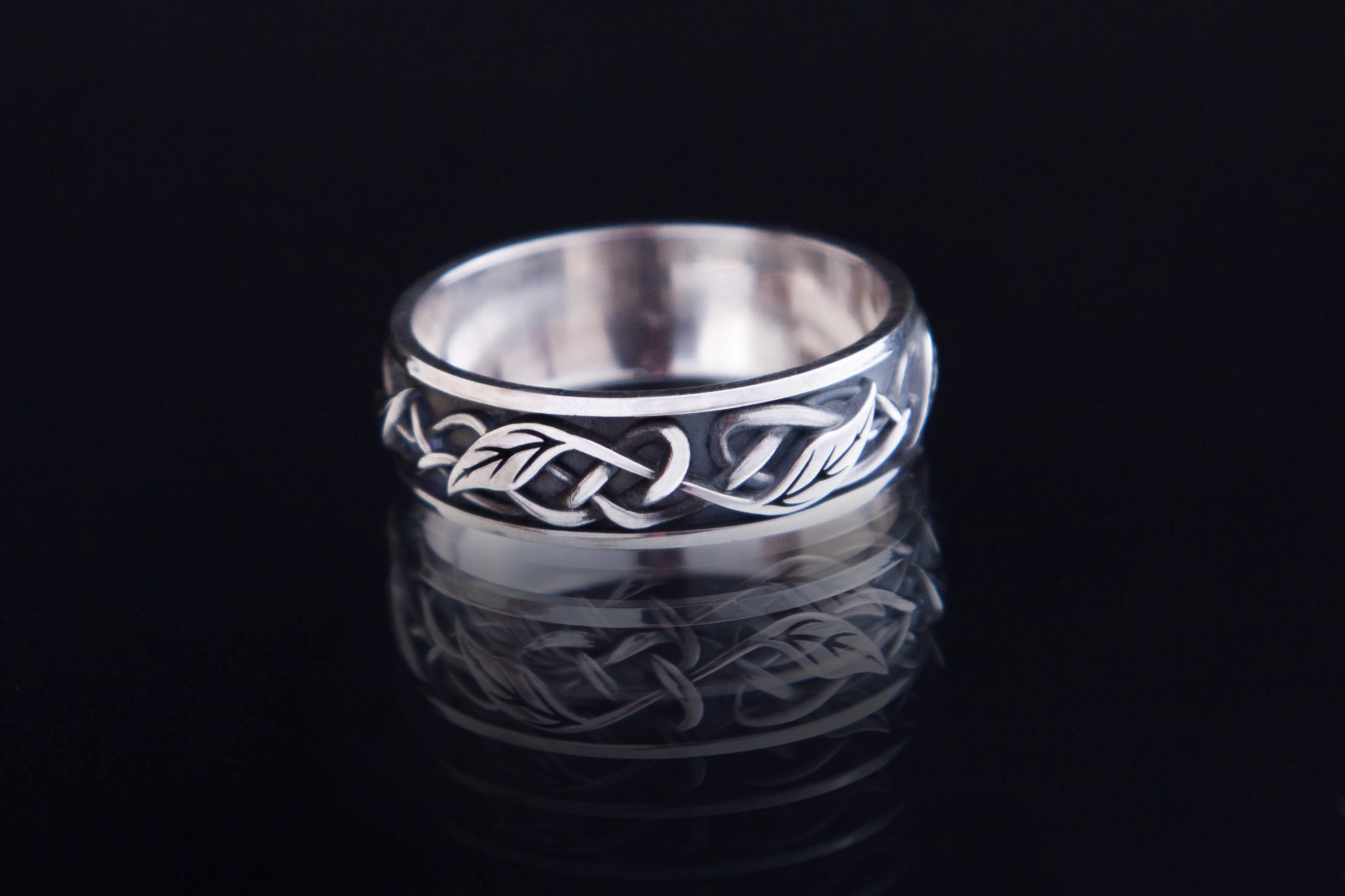 Nature inspired silver ring,  rustic handmade jewelry