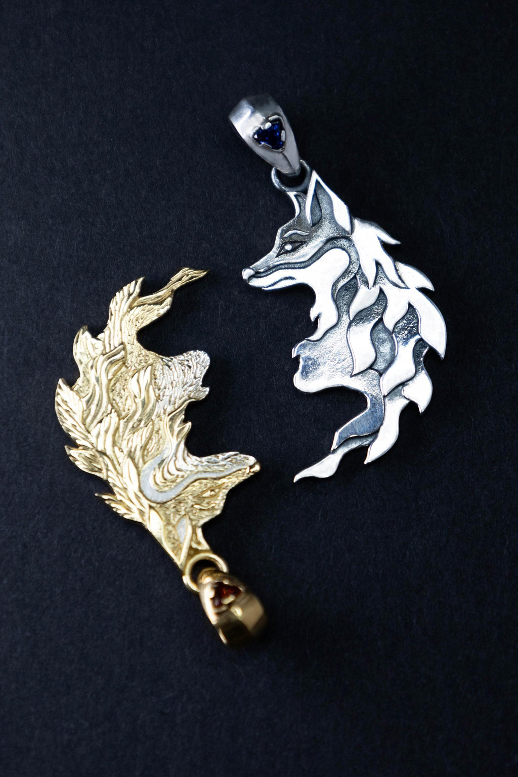 Japanese kitsune fox jewelry in silver