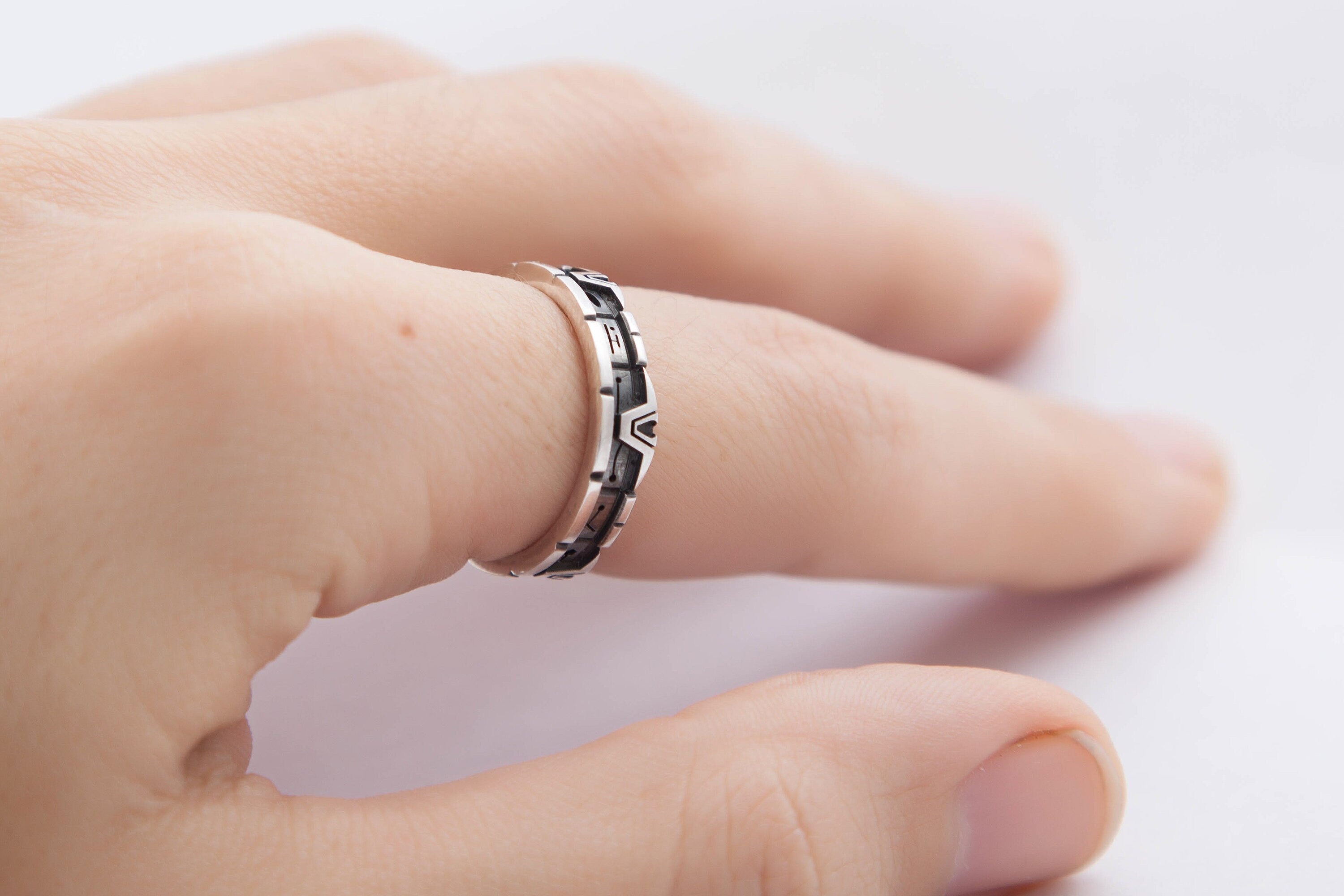 StarGate portal inspired silver ring