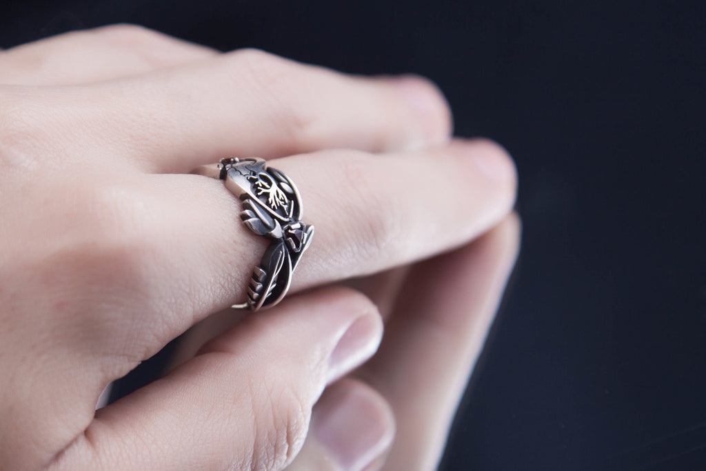 Hannibal NBC ring, sterling silver nickel free and natural garnets