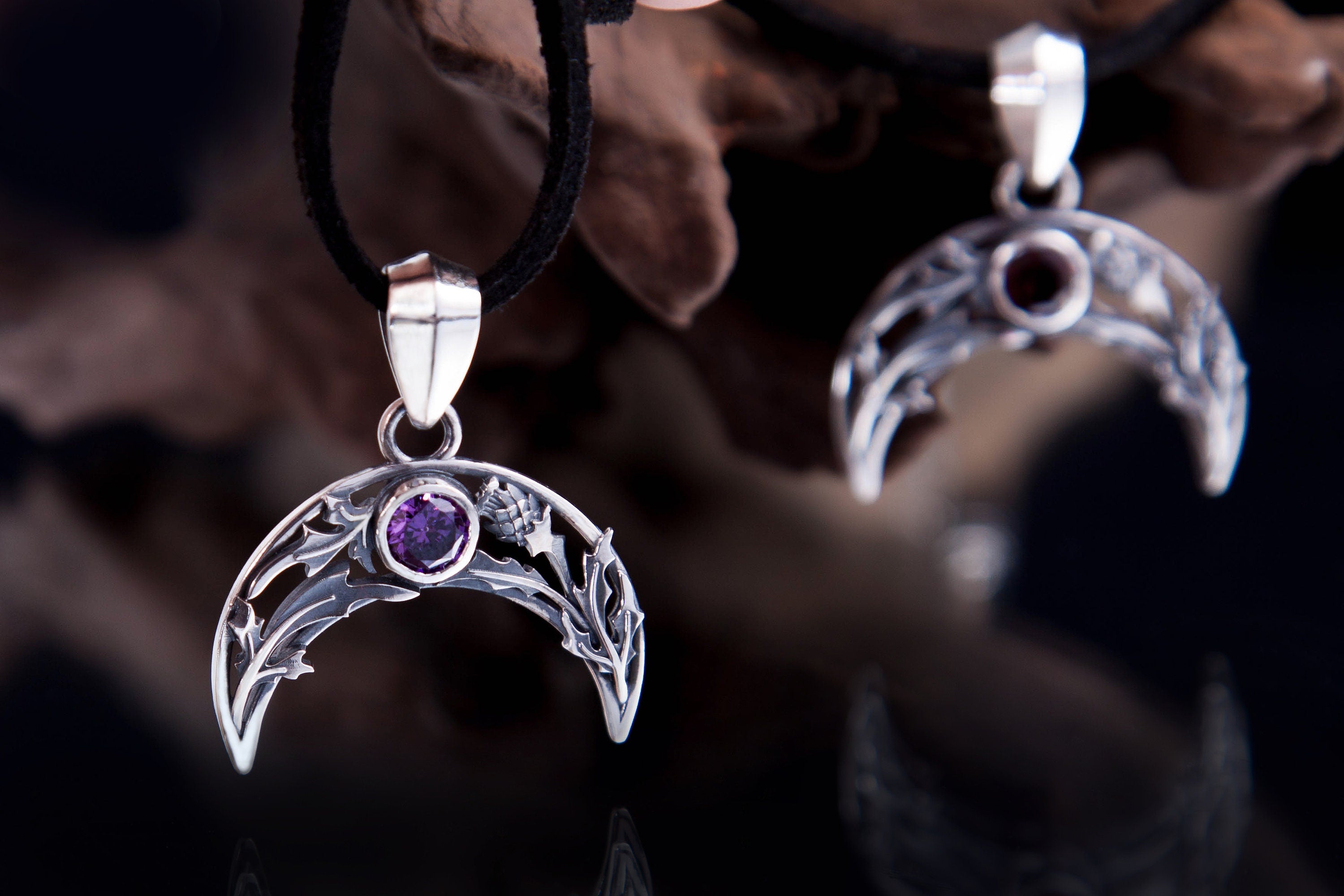 thistle lunula pendant sterling silver