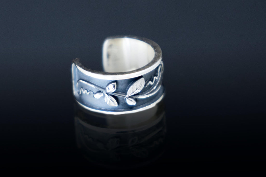 Silver ear cuff Sweet Pea  handmade botanical jewelry by DreamTower