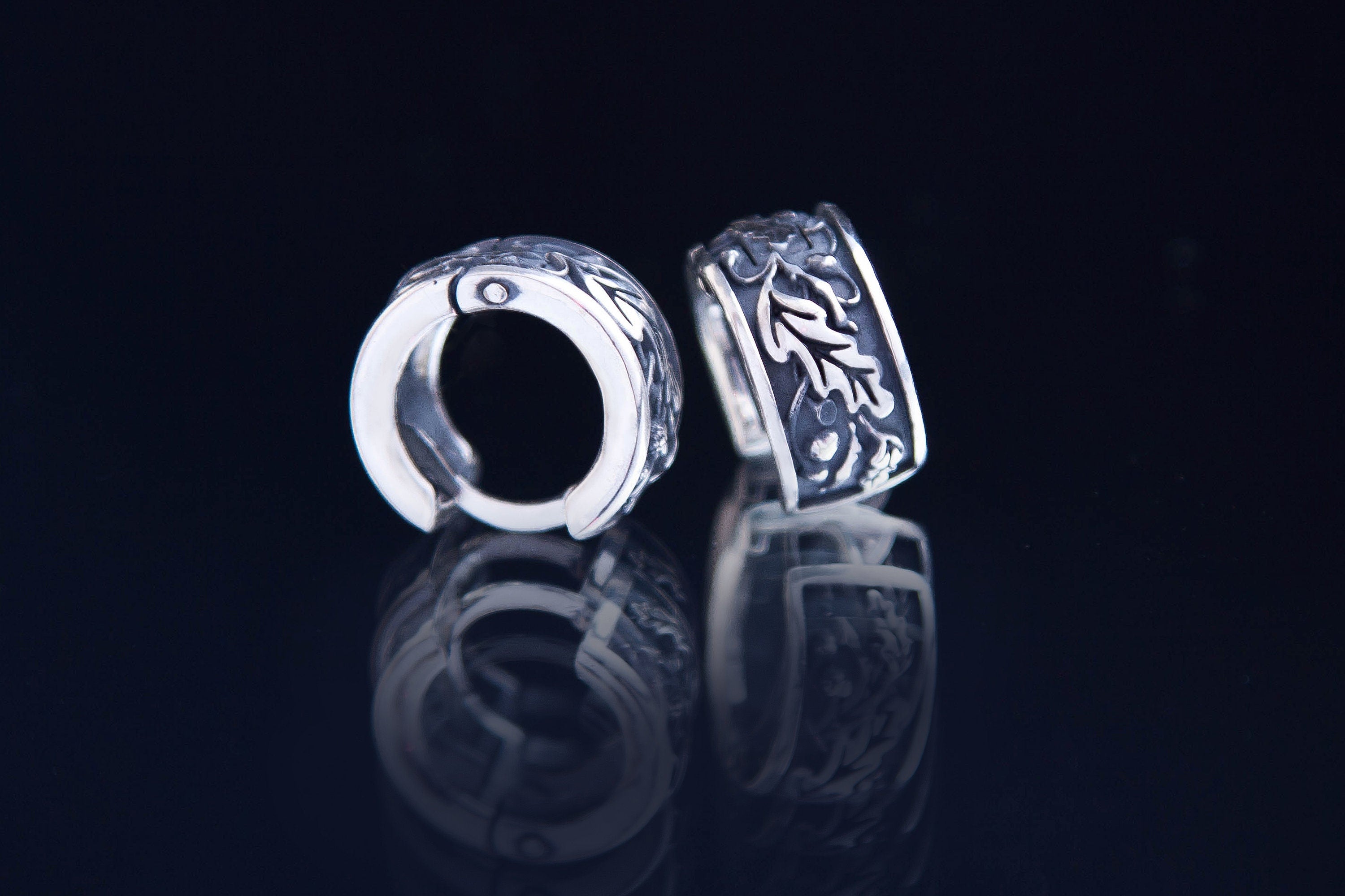 Sterling silver oak leaf earrings with elven woodland design