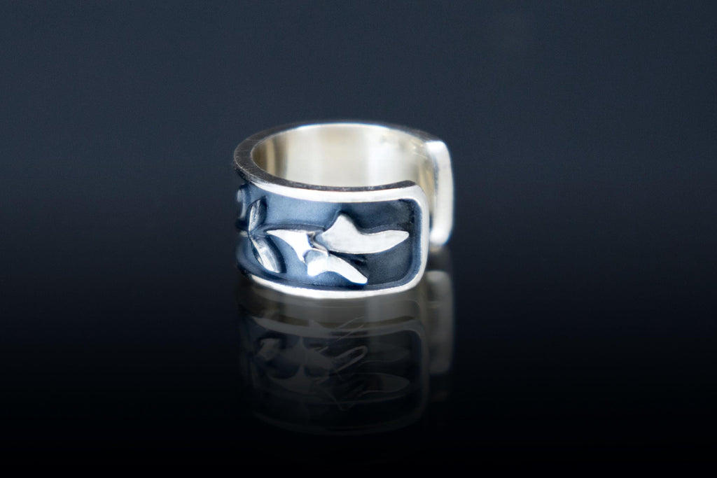 Silver ear cuff Sweet Pea  handmade botanical jewelry by DreamTower