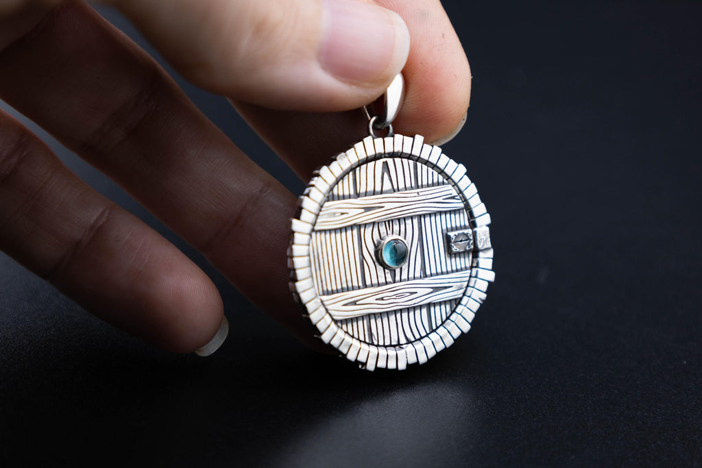 Round door necklace, elven fantasy handmade charm