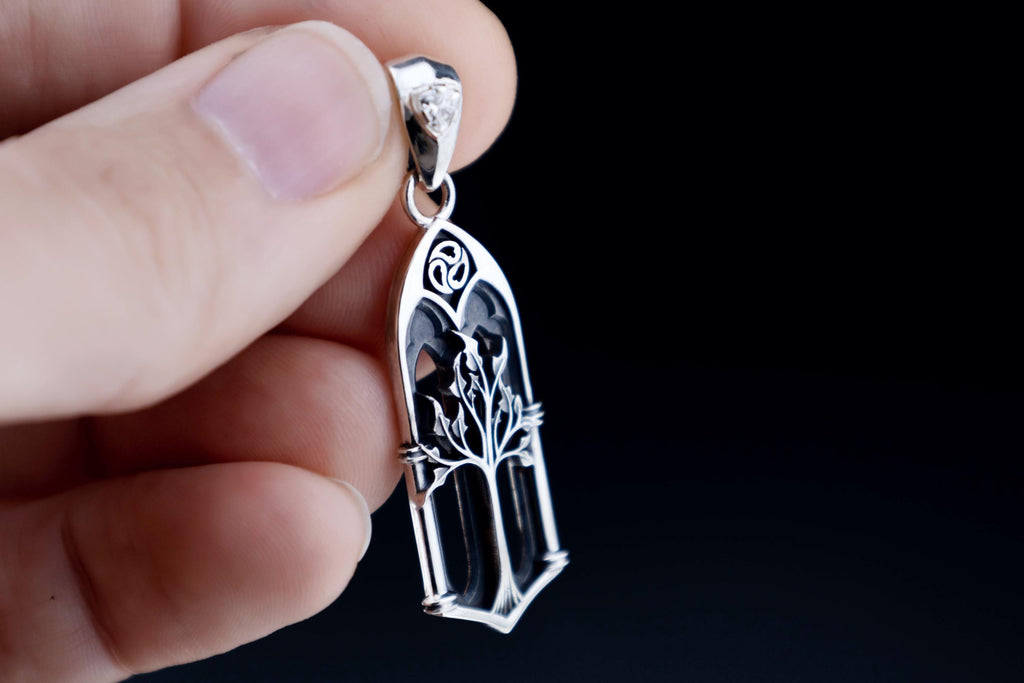 sterling silver white tree pendant necklace
