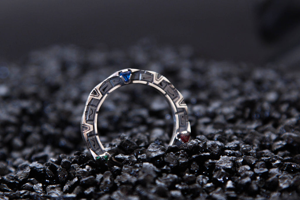 Sci-Fi Portal Pendant, Sterling Silver star Gateway Necklace with Gemstones