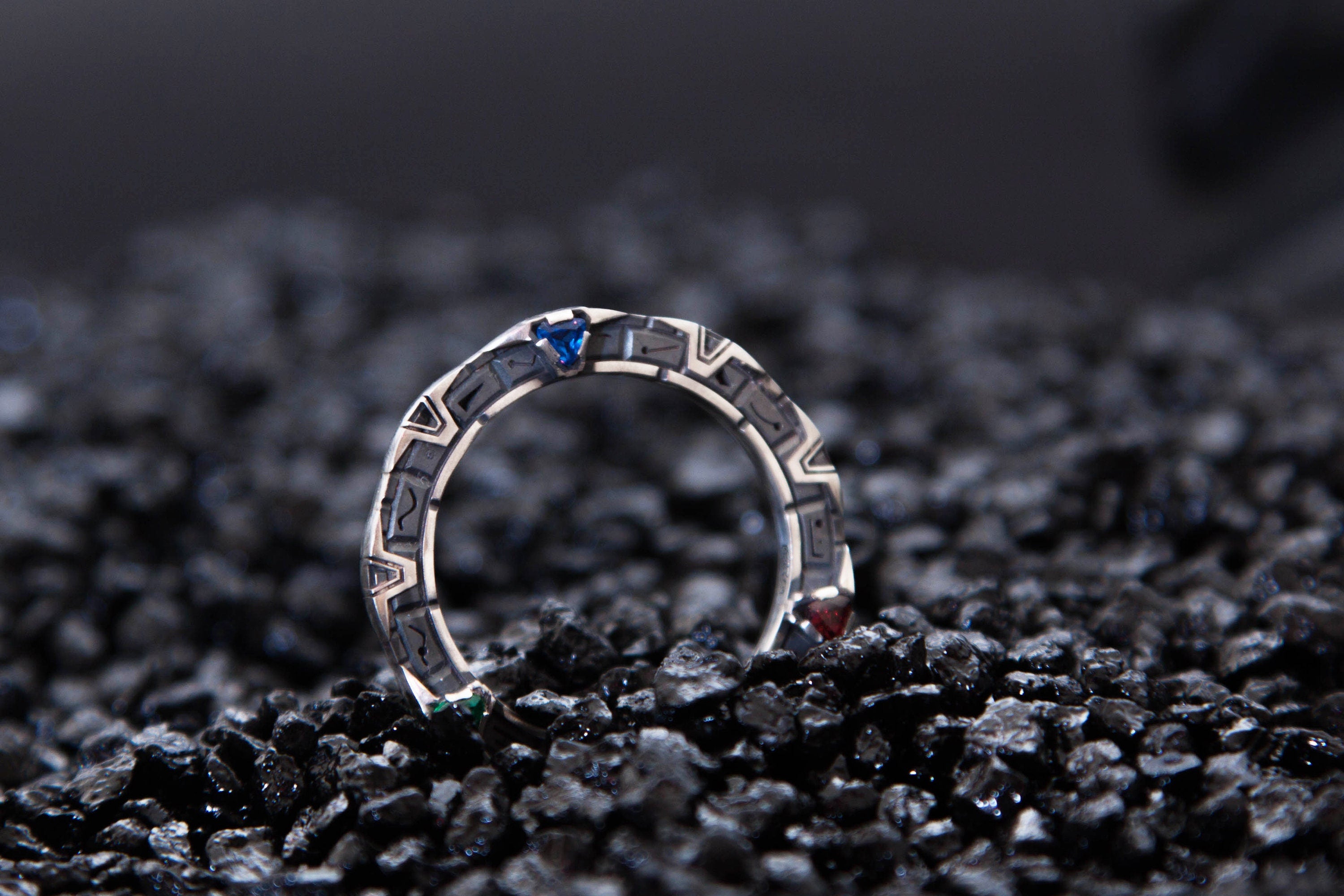 Sci-Fi Portal Pendant, Sterling Silver star Gateway Necklace with Gemstones