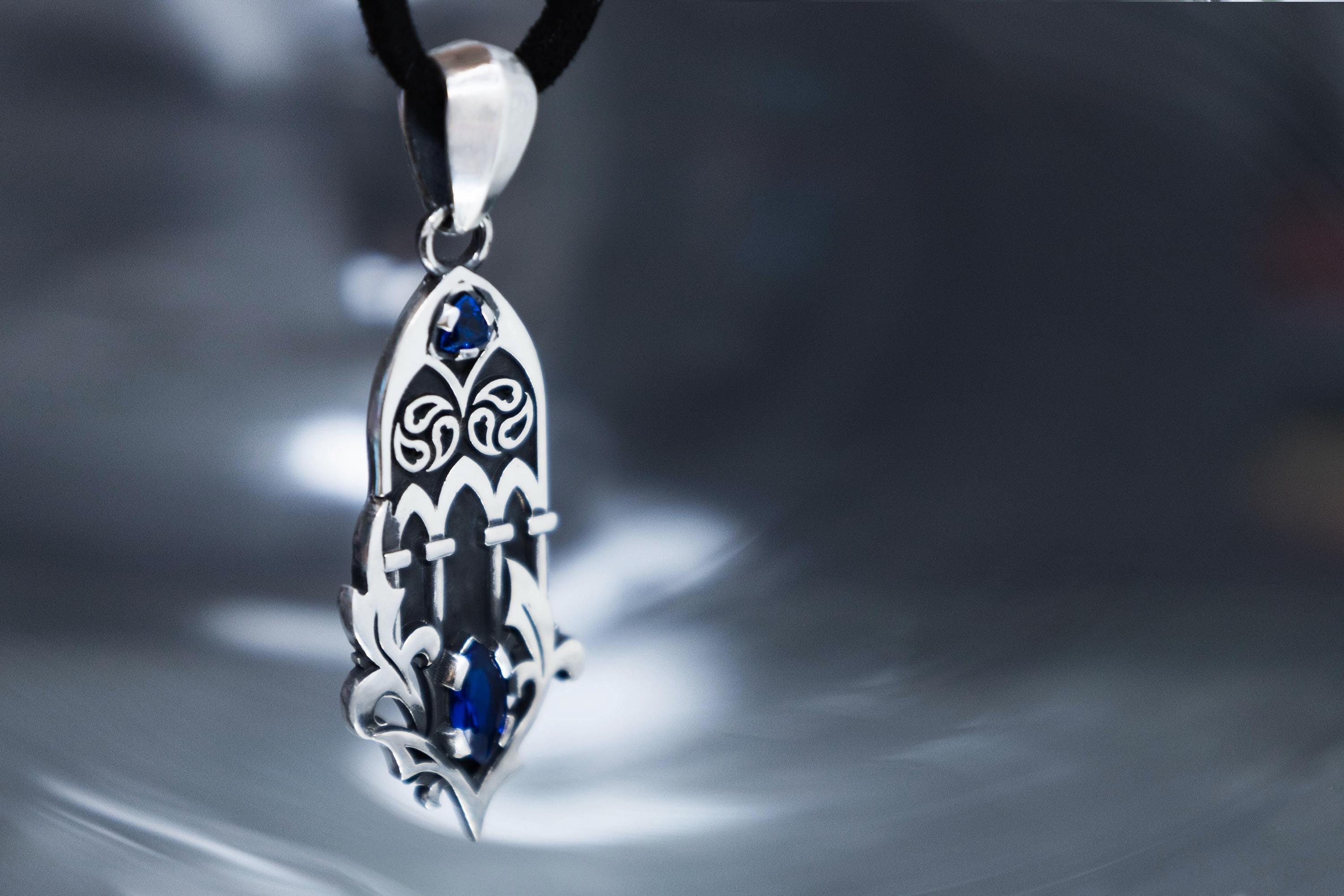 Gothic cathedral style pendant artisan silver jewelry