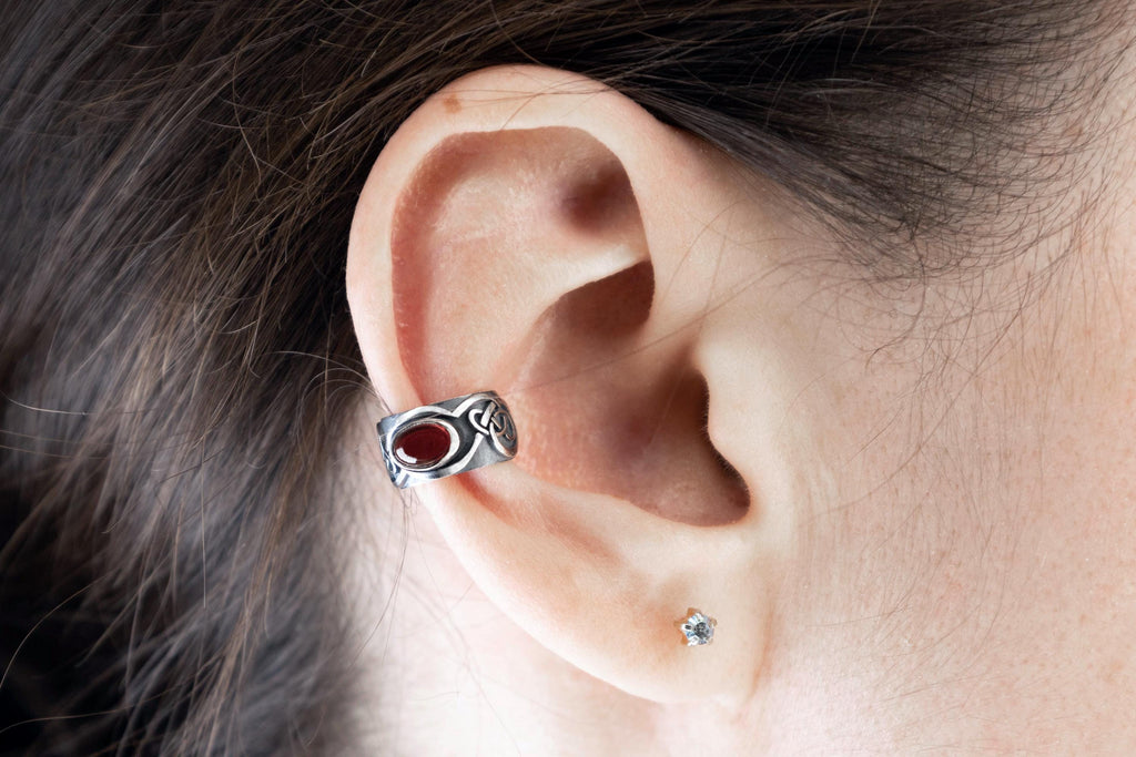 Garnet celtic ear cuff handmade jewelry