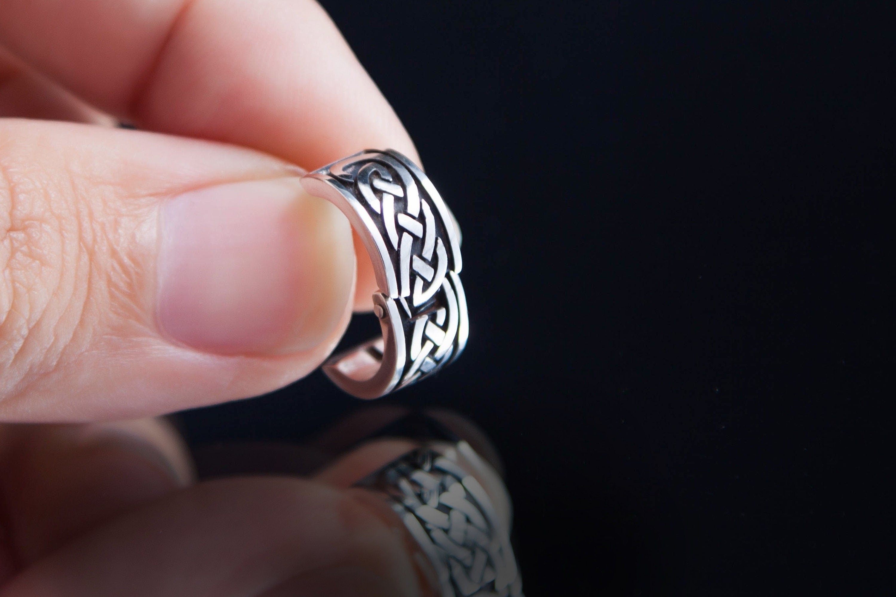 Single sterling silver Celtic hoop earring