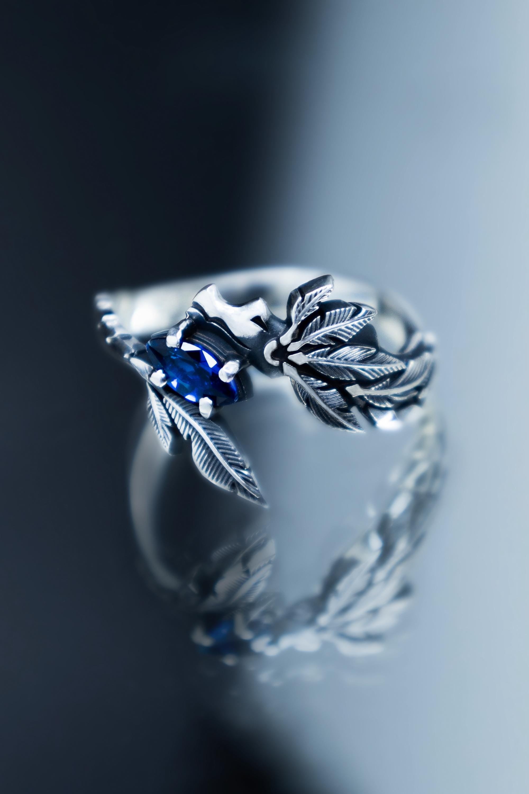 Aztec serpent ring with gemstone handmade silver ring by DreamTower