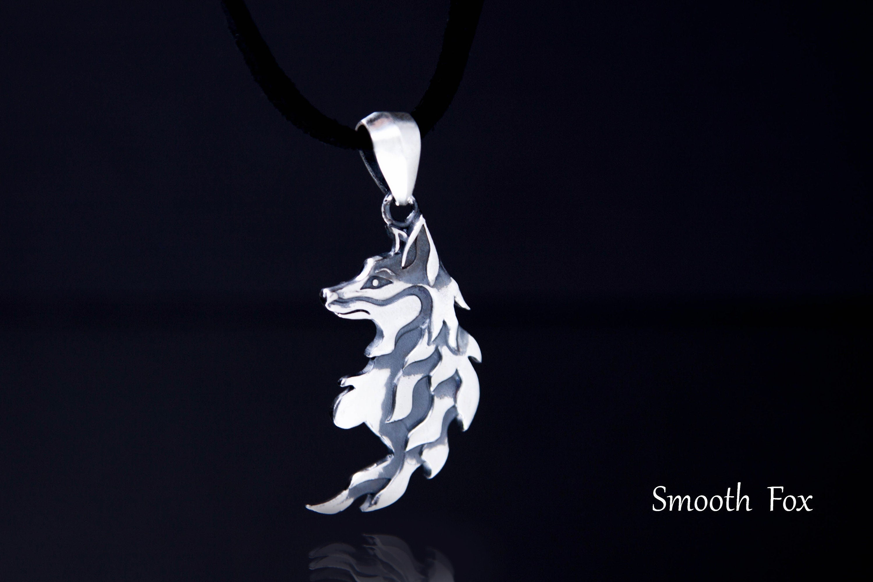 Silver fox pendant, jewelry for partners
