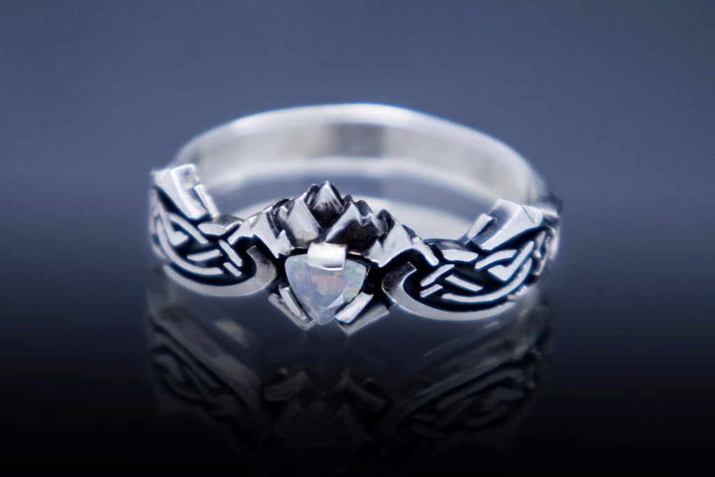 Natural Ethiopian opal gemstone silver ring