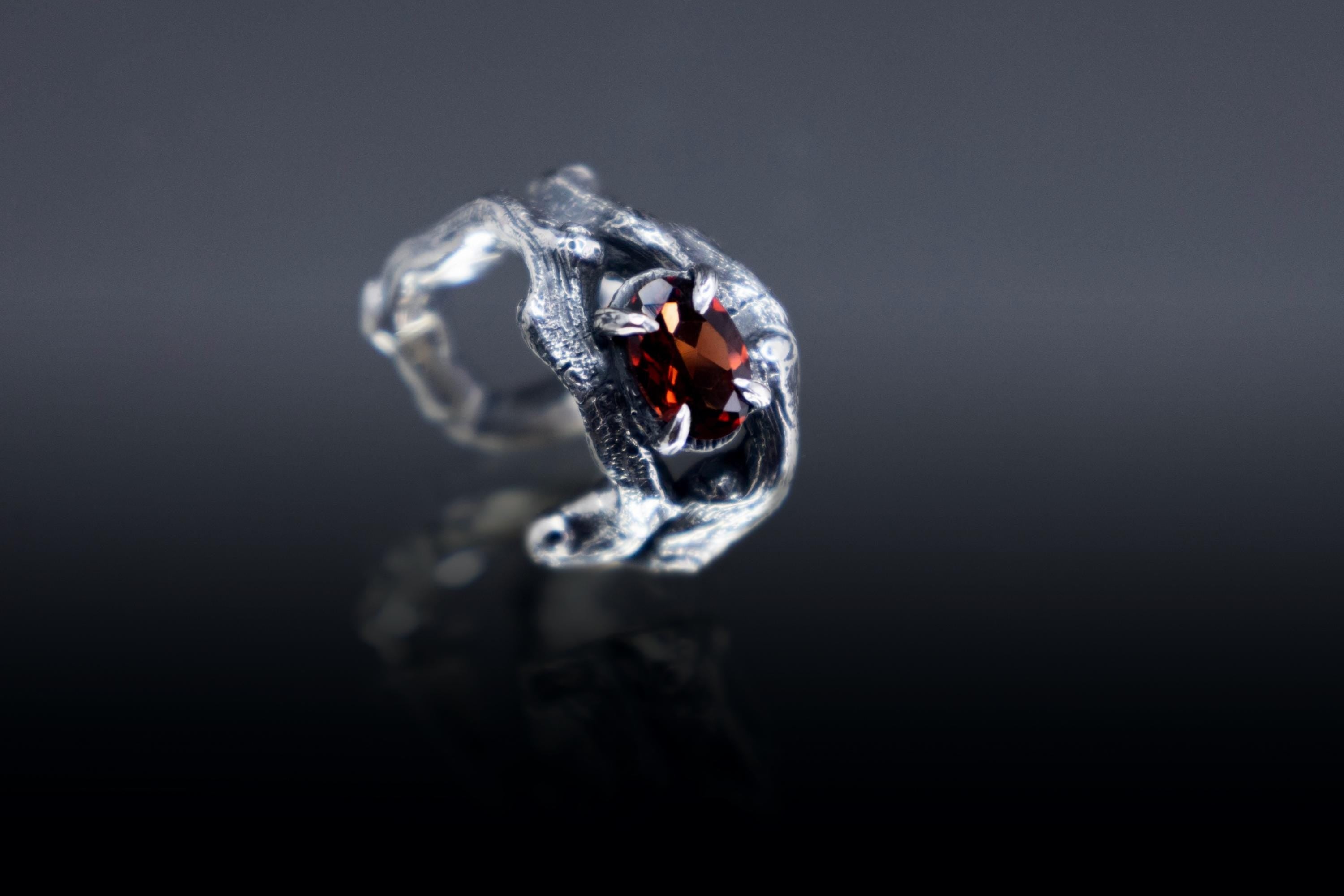 Nature inspired silver ear cuff on ear, elven style jewelry