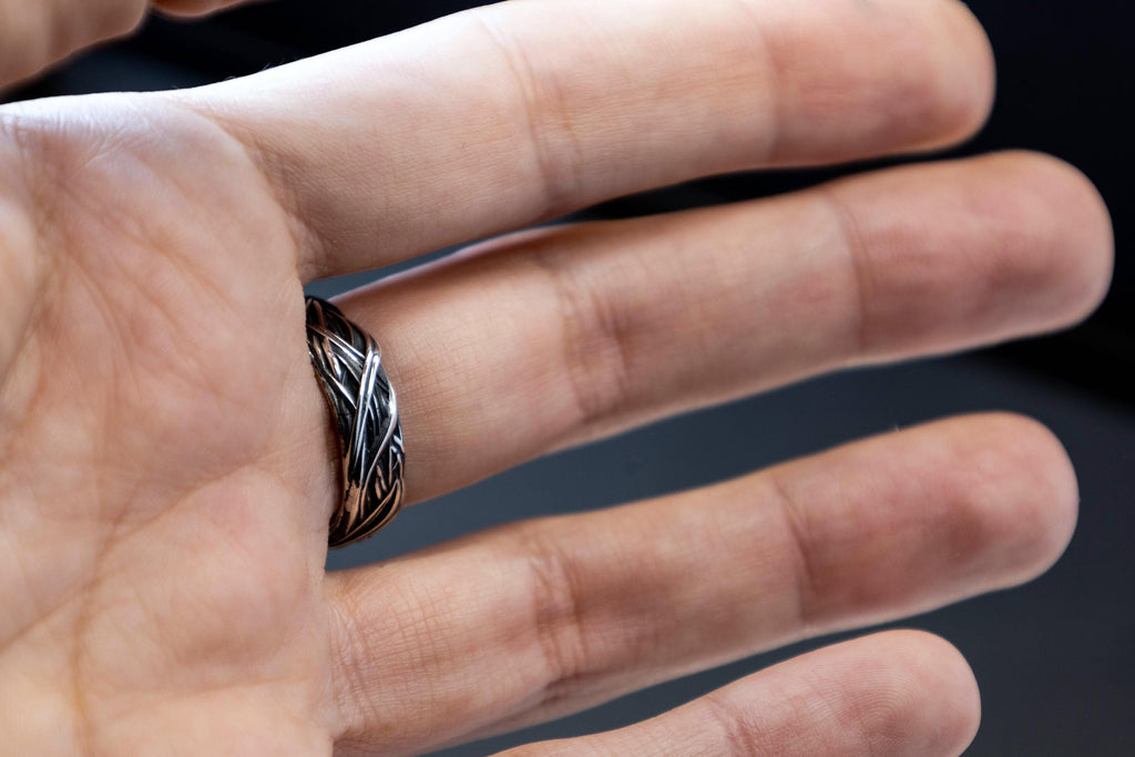 minimalist botanical silver band