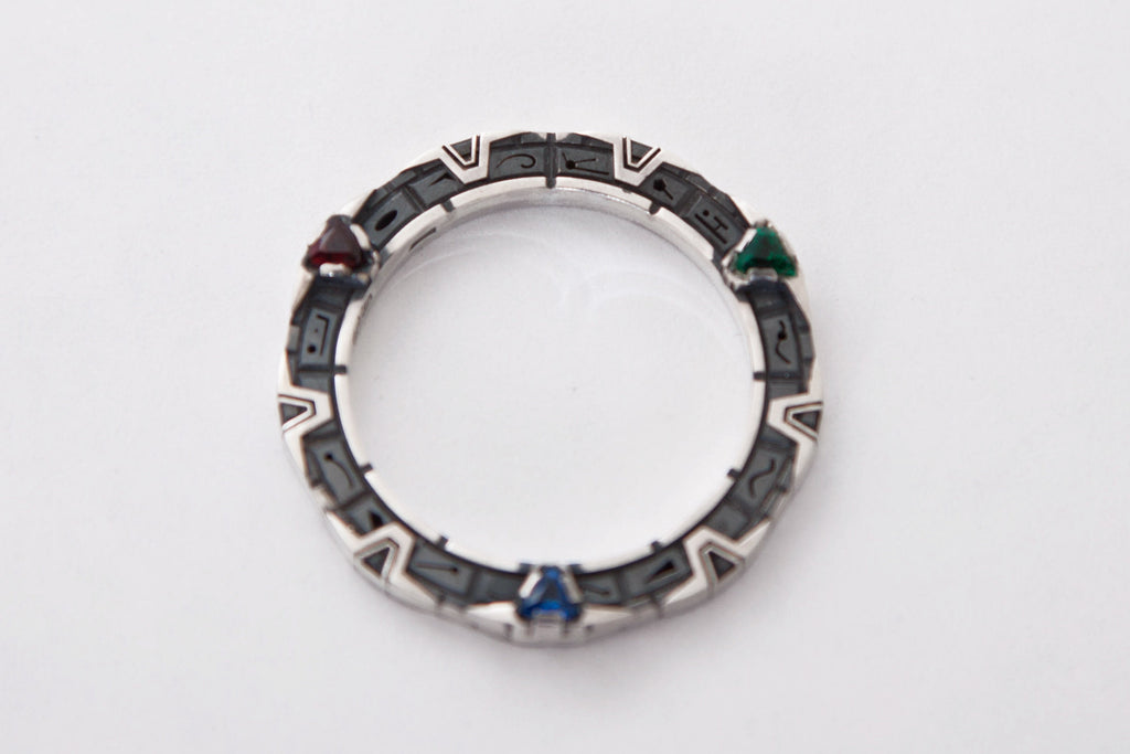 Sci-Fi Portal Pendant, Sterling Silver star Gateway Necklace with Gemstones
