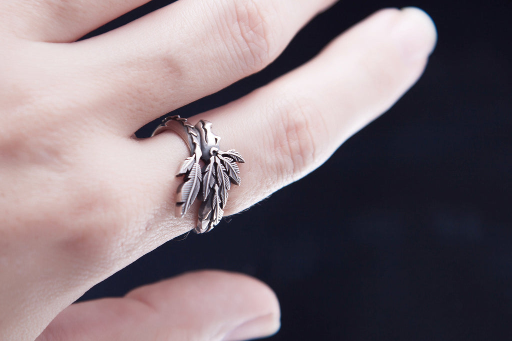 Sterling silver ring inspired by Quetzalcoatl Feathered Serpent design