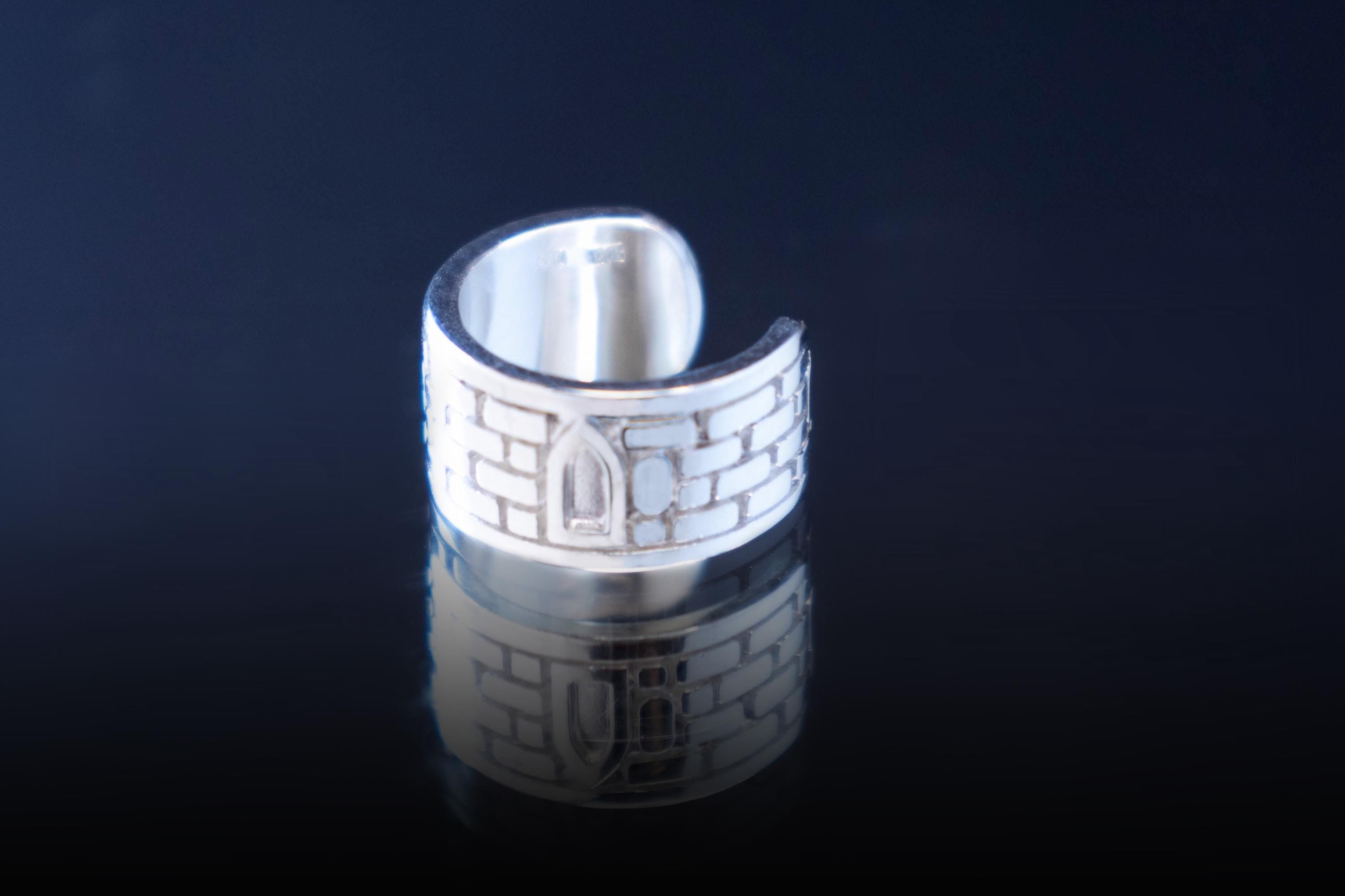 Medieval brick pattern ear cuff in sterling silver