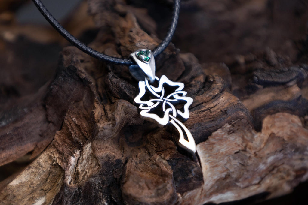 Green CZ Celtic pendant Celtic sterling silver jewelry
