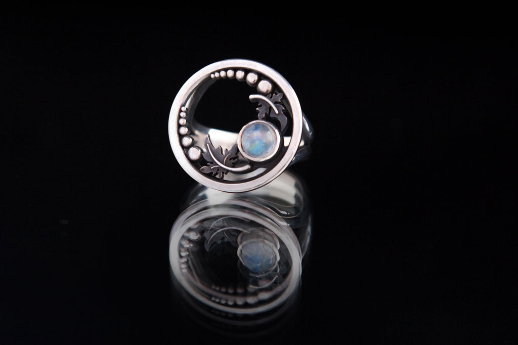 Moonstone silver ring  handcrafted nature inspired jewelry by DreamTower