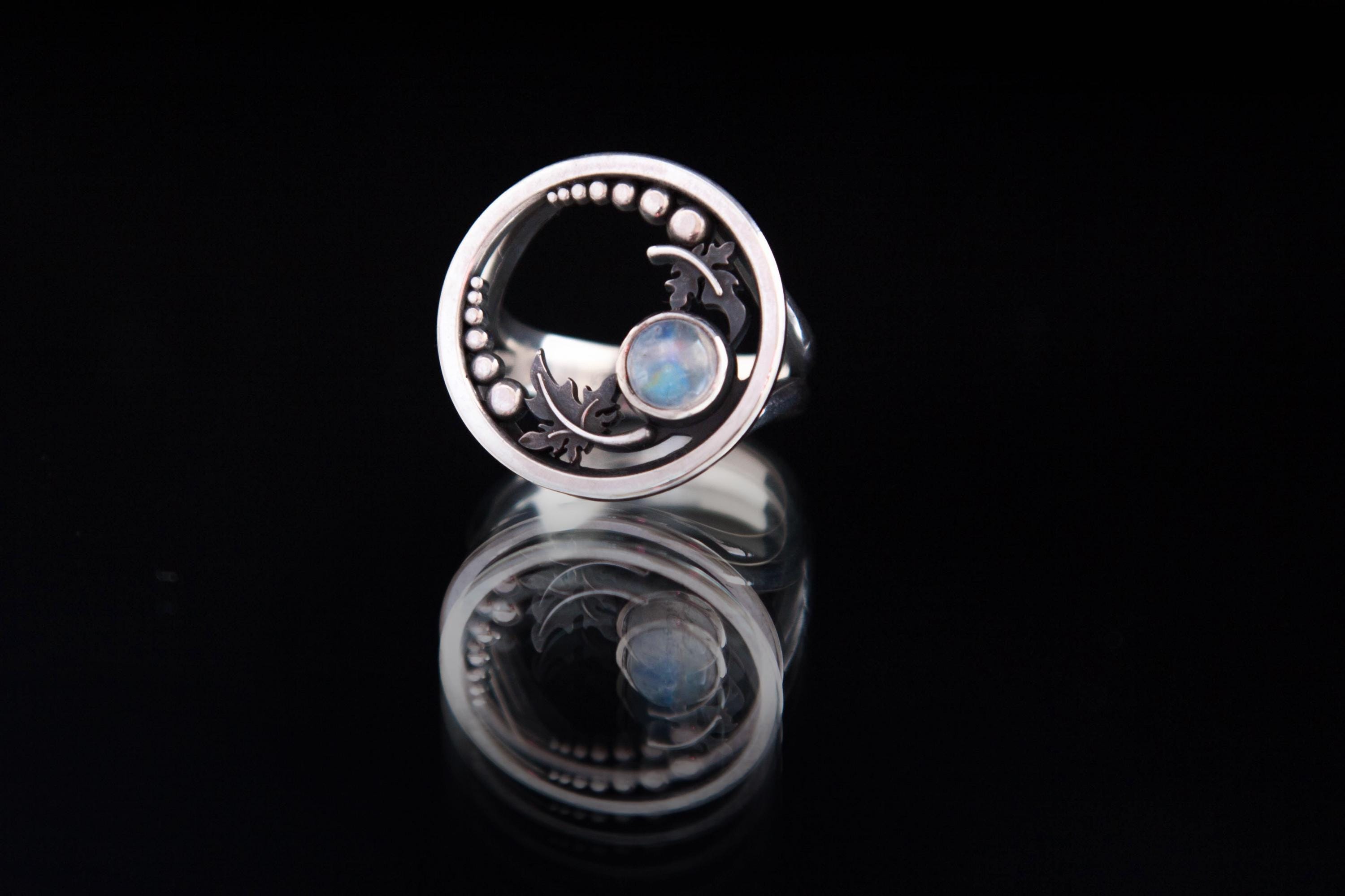 Moonstone silver ring  handcrafted nature inspired jewelry by DreamTower