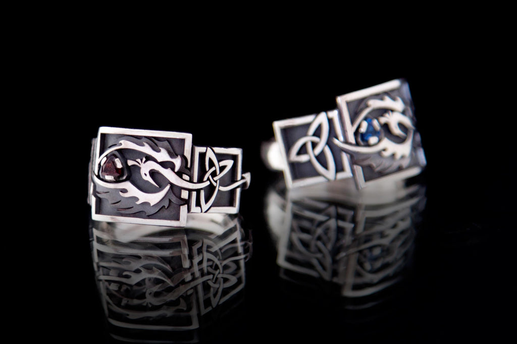 Artisan silver signet ring with phoenix and celtic motif